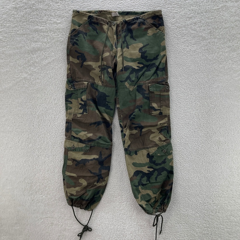 Rothco Military Cargo Pants Mens Small Green Brown Woodland Camo Paratrooper Y2K
